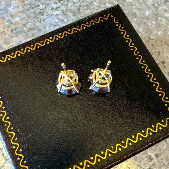 Authentic🔹4 CTW Black Round Brilliant Cut Natural Diamond Stud Earrings (14k) - Picture 12 of 14